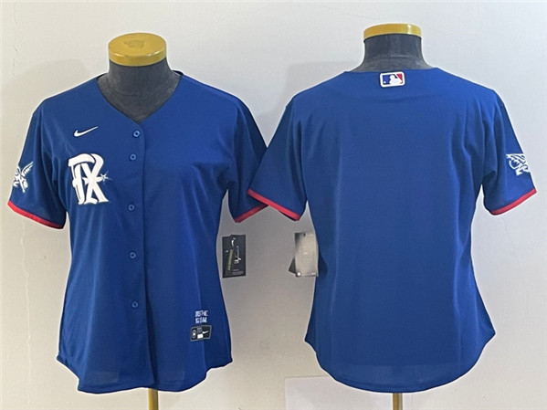 Women's Texas Rangers Blank Royal 2023 City Connect Stitched Baseball Jersey(Run Small)
